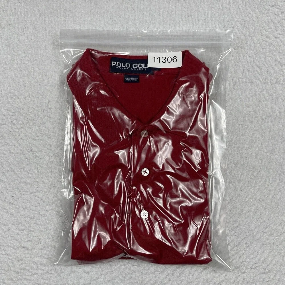 Polo Ralph Lauren Shirt Mens Large Red Vintage‎ Golf Tartan Crest Preppy Golfer
